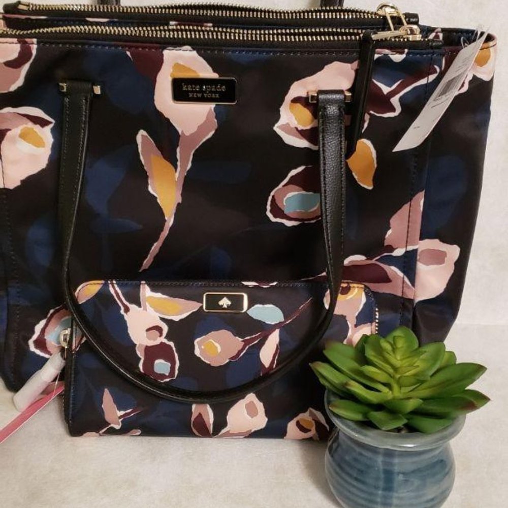 kate spade medium satchel dawn paper rose +Wallet